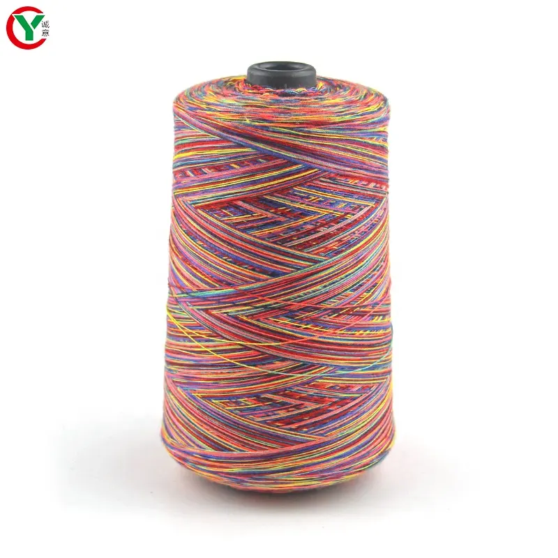 China Supplier Wholesale Colorful Weaving Yarn 30s/2 Space Dyed Polyester Yarn