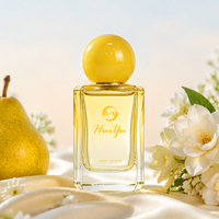Flacon de parfum de luxe 30 ml, carré, élégant, vaporisateur, mini organisateur, logo personnalisé, conteneur bleu avec couvercle doré, en gros