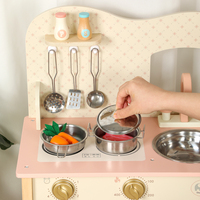 Ensemble de cuisine en bois pour enfants, jouet éducatif Montessori, ustensiles de cuisine en acier, cadeau interactif parent-enfant