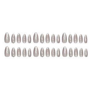 Faux ongles à presser effet œil de chat, style européen et américain, blancs, délicats et élégants, amovibles - Product Image 6