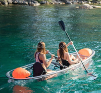 Bateau transparent double place en PC avec cadre en aluminium et boîte en bois, léger, écologique, populaire, pour 2 personnes, idéal pour la location et les excursions 2025
