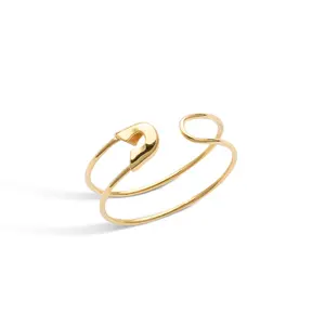 Inspire Jewelry Durable Non Tarnish Gold Jewelry 14K Gold Plated Stunning Safety Pin Ring Wraps Flawlessly Around Your Finger