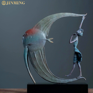 Sculptures de lune en plastique renforcé de fibre de verre, Sculptures de poisson de lune et autres sculptures de lune de figure entraînées par le vent - Product Image 4