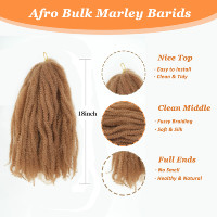 Amygirl En gros Cheveux synthétiques pré-étirés Marley Twist Braid Hair 18 pouces Afro Kinky en vrac, volumineux, sans nœuds, double trame machine