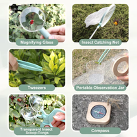 Children's Outdoor Exploration Insect Catching Set Wooden Observation Box Magnifying Glass Tweezers Tool Kit Educational Toy