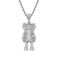 BES Collier pendentif figurine de dessin animé en laiton plaqué or 14K, entièrement serti de zircone cubique, bijoux Hip Hop pour hommes, faible MOQ usine