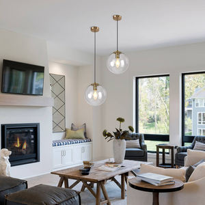 SKD Simple Crystal Minimalist Round Globe E26 Pendant <b>Light</b> Modern Farmhouse Glass Pendant Lamp Kitchen Home Application - Product Image 2