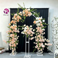 Composition florale artificielle en soie, guirlande de fleurs orange champagne et fleurs de pampa pour la décoration de toile de fond d'événements de mariage
