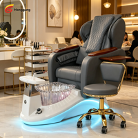 Fauteuil de pédicure électrique de luxe de haute qualité, entièrement équipé d'un système de lumière colorée pour salon de manucure