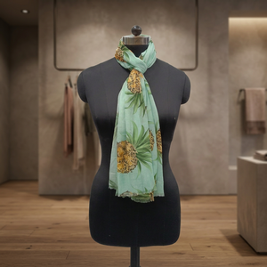 Bufanda Larga de Algodón para Mujer con Estampado de Piña, Ligera, Accesorio de Moda de Verano para Uso Diario - Product Image 3