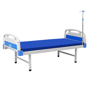 Lit médical en acier inoxydable WSH PB01 pour usage hospitalier, lit simple avec poteau porte-perfusion - Product Image 1