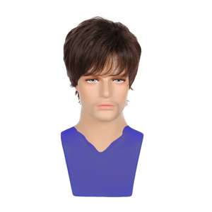 วิกผมสังเคราะห์สีน้ำตา<span class=keywords><strong>ล</strong></span><span class=keywords><strong>ทรง</strong></span>หนาสำหรับผู้ชายตะวันตก - <span class=keywords><strong>ผม</strong></span>ตรงสั้นพร้อมหน้าม้ายาว ดูเป็นธรรมชาติ - Product Image 2