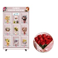 Refrigerador Comercial para Flores con Temperatura Ajustable, Máquina Expendedora Floral con 8 Compartimentos para Floristas