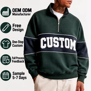 <span class=keywords><strong>Felpa</strong></span> con <span class=keywords><strong>Mezza</strong></span> <span class=keywords><strong>Zip</strong></span> Color Block OEM ODM, Produttore di Felpe Oversize con <span class=keywords><strong>Zip</strong></span> 1/4 Personalizzate e Ricamate per <span class=keywords><strong>Uomo</strong></span> - Product Image 1