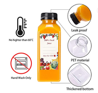 Bouteilles de jus en plastique de 8oz avec bouchons 250ml 350ml 500ml 1000ml Bouteille de jus carrée française