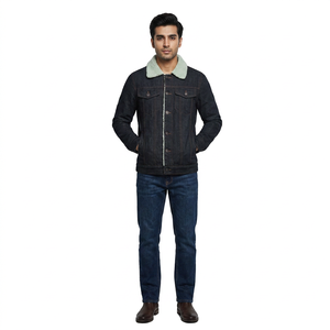Finer Threads Classic Style Vintage Men's Denim <b>Jacket</b> Stand Collar Front Logo Windproof 100% Cotton Street Wear High Quality - Product Image 1