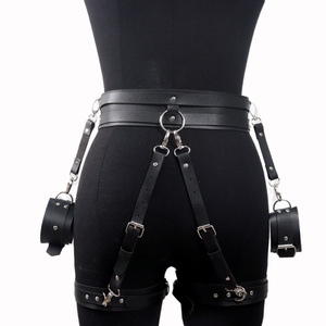 Red <b>Leather</b> Bondage <b>Harness</b> With Cuffs And Ring For Women Adult Play - Product Image 5