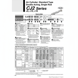 Cylindre pneumatique SMC Pneumatics CJ2D16-25Z produit de haute qualité dans la catégorie Cylindres - Product Image 1