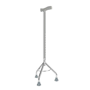 Bâton de marche télescopique à quatre pieds en alliage d'aluminium, poignée en T, 100 cm, argenté, léger, pour la réadaptation des personnes âgées - Product Image 3