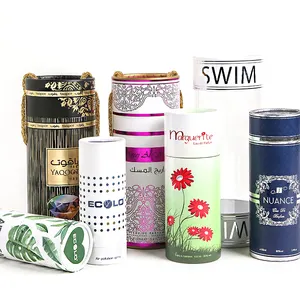 Custom logo printed small candle kraft paper cylinder tube packaging box