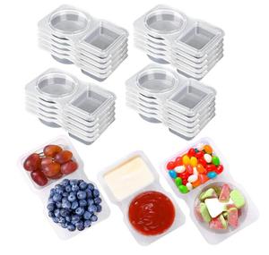Contenant à collation et condiments réutilisable à double compartiment avec couvercle <span class=keywords><strong>pour</strong></span> sauce chili à la <span class=keywords><strong>vinaigrette</strong></span> et ingrédients à emporter - Product Image 1