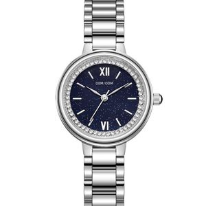 นาฬิกาข้อมือผู้หญิงทรงกลมบางเฉียบแบบลำลอง OEM ODM รุ่นใหม่ ตัวเรือนและสายสแตนเลสสตีล 316L ขนาด 29 มม. นาฬิกาควอตซ์ประดับเพชร - Product Image 2