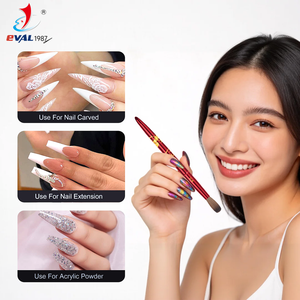 Pincel de Uñas Acrílicas 100% Pelo Kolinsky Puro con Mango Metálico Rojo, Pincel Profesional para Aplicación de Polvo Acrílico - Product Image 5