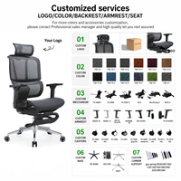 Chaise de bureau ergonomique en maille avec soutien lombaire réglable, dossier haut, pivotante, avec accoudoirs pour le bureau à domicile
