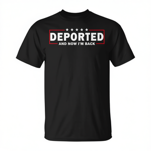 T-shirt Deported And Now I'm Back, chemise promotionnelle noire pour hommes - Product Image 2