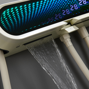 Süt Beyazı Atmosfer Lambası Duş Başlığı Seti, Banyo Sabit Sıcaklık ve Basınçlı Dijital Göstergeli Piyano Düğmeli Duş - Product Image 4