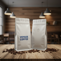 Sachet Doypack en aluminium à fond plat avec soufflet et fermeture Ziplock en T, pour emballage de grains de café, avec valve, 4OZ 8OZ 16OZ