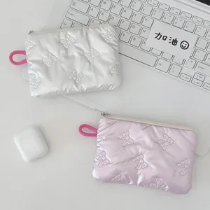 กระเป๋าเครื่องสำอางขนาดเล็กรูปโบว์หวานสำหรับผู้หญิงกระเป๋าใส่เหรียญมีซิปกระเป๋าแต่งหน้าแบบพกพาสำหรับผู้หญิงลิปสติกขนาดเล็ก - Product Image 1