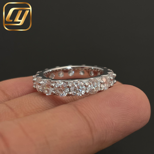 Fine Jewelry Round Brilliant Diamond 4MM IGI Certified 925 Sterling Silver Wedding Band <b>Ring</b> VS Clarity Lab Grown Diamond - Product Image 3
