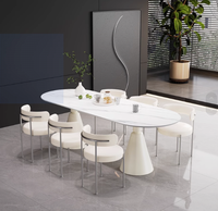 Ensemble de table à manger moderne de luxe carré avec pied en acier inoxydable pour la maison, restaurant, bar, bureau, fabriqué à Foshan