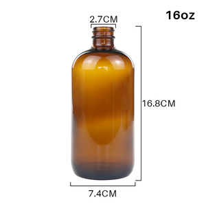 Vente en gros Bouteilles de kombucha vides en verre rond Boston ambré de 16oz 32oz avec couvercles - Product Image 4