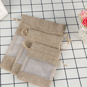Bag Custom Gift Storage Drawstring Shopping Tote Jute Cosmetic Packaging Soap Window Clear Hemp Custom Logo Logo Folding CN;ZHE