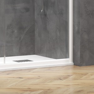 Kamalu-Cabina de ducha doble corredera, color blanco mate, 70x100 - Product Image 5