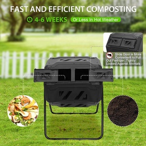 160L Outdoor Tumbling <strong>Composter</strong> Dual <strong>Rotating</strong> Batch <strong>Composting</strong> <strong>Bins</strong> Moving Type Turner Machion <strong>Composter</strong> for Garden Yard - Product Image 5