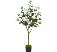 Plante artificielle de style zen, arbre de camélia, toucher réaliste, feuilles vertes matcha, pot, faible entretien, bureau à domicile, bonsaï, UV