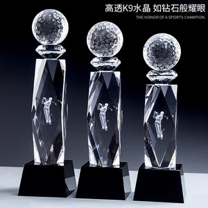 Crystal Golf <b>Trophy</b> 3D Laser <b>Engraved</b> With Golfer Figure For Sports Awards And Champions - Product Image 3