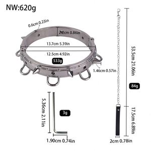 Collar BDSM, Juego Sexual para Adultos, Collar Fetiche, Collares Metálicos Ajustables con Cadena Metálica, Juguetes Sexuales para Parejas - Product Image 6