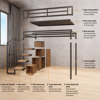 Lit superposé en fer de style nordique économique, cadre de lit en métal pour la maison, idéal pour les espaces duplex, gain de place pour appartement et hôtel