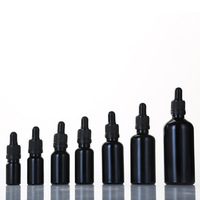 Botol Serum Minyak Esensial 1oz dengan Logo Custom Sablon, Botol Kaca Matte Hitam Doff dengan Tutup Pipet Hitam untuk Kosmetik