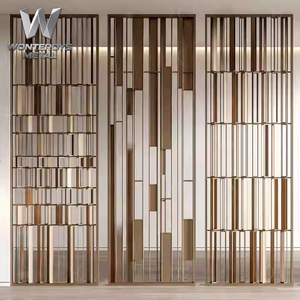 แผงผนังกั้นห้องสเตนเลสสตีล 304 316 PVD สีทองแบบทึบแสง ดีไซน์หรูหราทันสมัยอเนกประสงค์ ปรับแต่งได้ สำหรับล็อบบี้โรงแรมและคาสิโน - Product Image 2