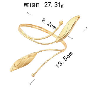 Elegante brazalete en forma de hoja, joyería de moda, pulsera de brazo superior, puños de brazo ajustables para mujer, cadena de cuerpo Boho Chic - Product Image 6