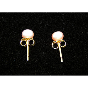Orecchini con perle rosa oro 14k 5mm - Product Image 1
