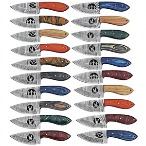 Couteau de survie et de chasse personnalisable à lame fixe en acier Damas forgé, manche en bois Pakka bleu, pour le camping - Garantie 3 ans - Product Image 2