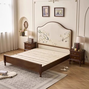 Song <span class=keywords><strong>Dynasty</strong></span> Estética de madera maciza Cama doble Dormitorio principal Nuevo estilo retro chino Casa de huéspedes Cojín trasero suave Cama - Product Image 5