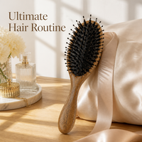 Brosse en bois de santal doré à poils de sanglier et picots en nylon - Masseur de cuir chevelu professionnel pour démêler et faire briller les cheveux - Cadeau de luxe