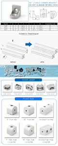 China Leverancier 2046 Gegoten Aluminium 90 Graden 2 Gaten 30 Rotatie Hoekbeugel Voor Aluminium Profiel 30 40 45 - Product Image 6